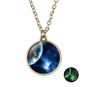 COLLIER PLANETE DOUBLE FACE LUMINEUSE